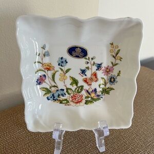 Vintage Aynsley Cottage Garden Pattern Square Trinket Dish with Scalloped edges,